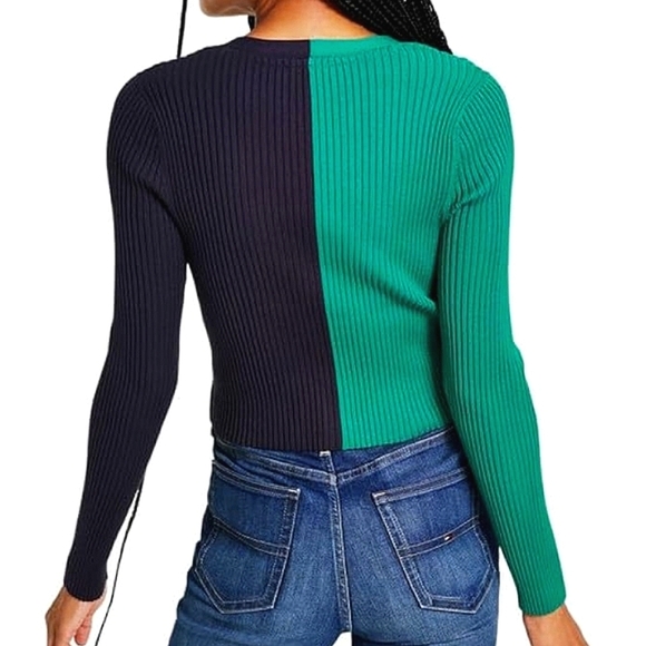 Tommy Hilfiger NWT Blue & Green Preppy Long Sleeve Button-Up Cardigan Sweater LG - Picture 4 of 11